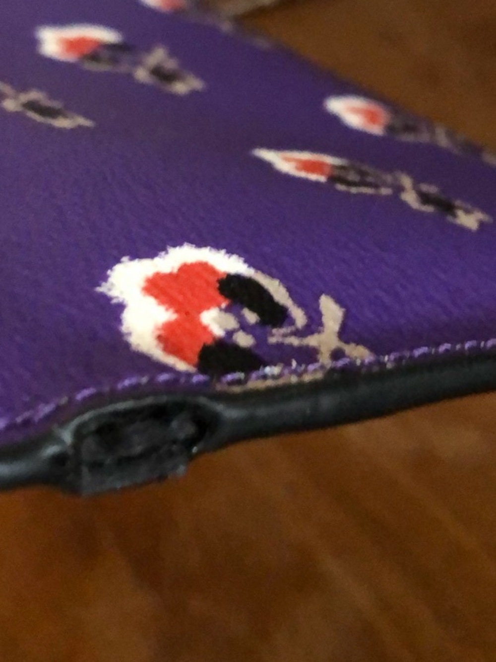 Coach Purple Floral Zip Pouch with Gold Logo & Charm - Picture 4 of 9